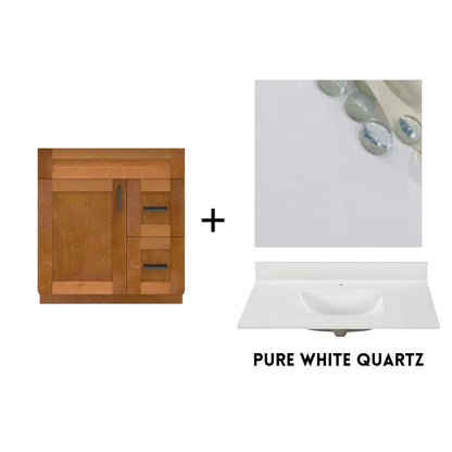 RTA Maple Shaker 30" Freestanding Bathroom Vanity Combo Base with Optional Quartz or Ceramic Countertop