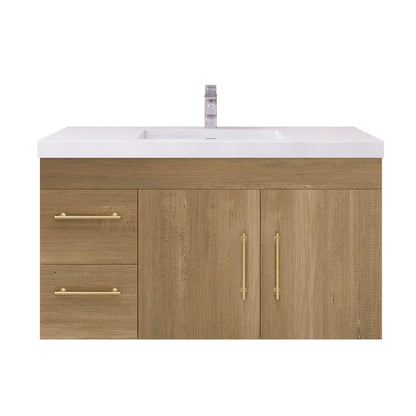 Elsa 42" Wall Mounted Bathroom Vanity with Reinforced Acrylic Integrated Sink Top