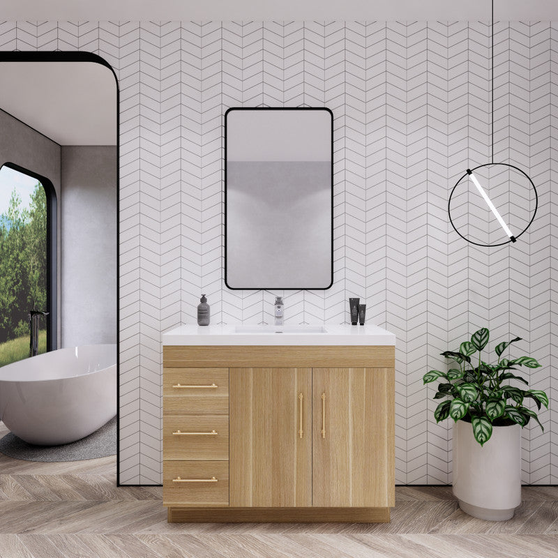 Elsa 42" Freestanding Bathroom Vanity with Reinforced Acrylic Integrated Sink Top