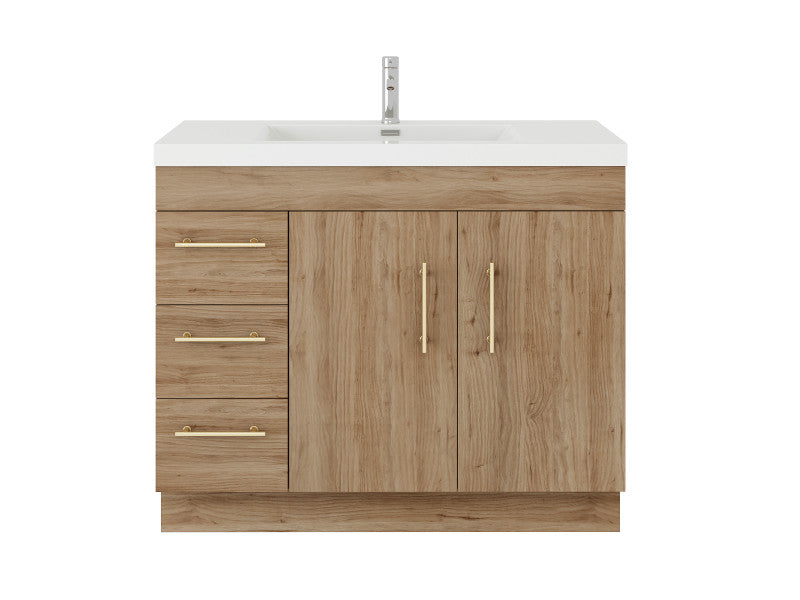 Elsa 42" Freestanding Bathroom Vanity with Reinforced Acrylic Integrated Sink Top