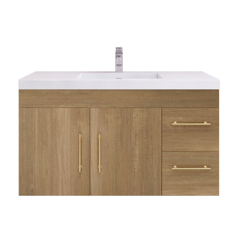 Elsa 42" Wall Mounted Bathroom Vanity with Reinforced Acrylic Integrated Sink Top