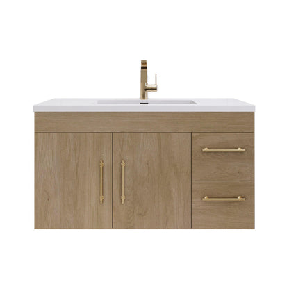 Elsa 42" Wall Mounted Bathroom Vanity with Reinforced Acrylic Integrated Sink Top