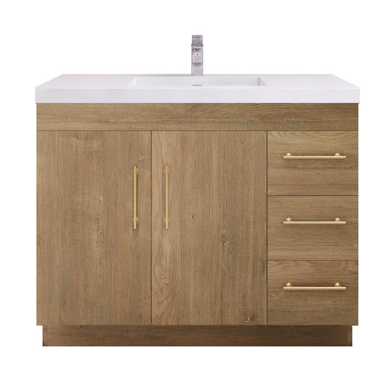 Elsa 42" Freestanding Bathroom Vanity with Reinforced Acrylic Integrated Sink Top
