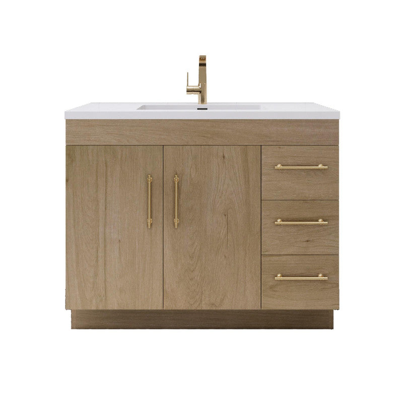 Elsa 42" Freestanding Bathroom Vanity with Reinforced Acrylic Integrated Sink Top
