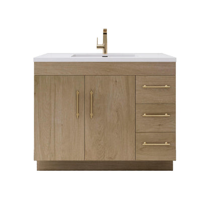 Elsa 42" Freestanding Bathroom Vanity with Reinforced Acrylic Integrated Sink Top