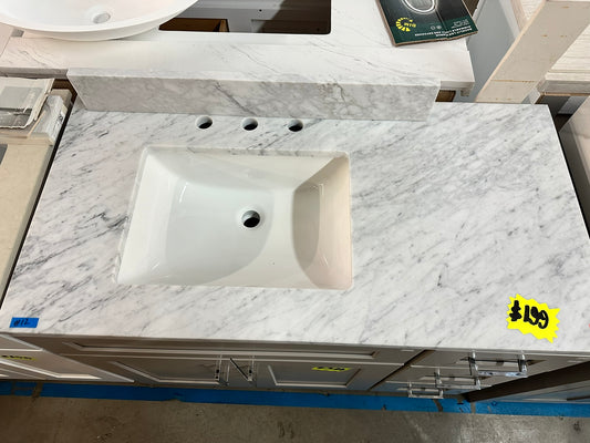 [CLEARANCE] 42" White Cararra Marble Left Sink Vanity top