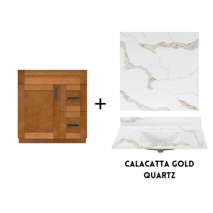 RTA Maple Shaker 30" Freestanding Bathroom Vanity Combo Base with Optional Quartz or Ceramic Countertop