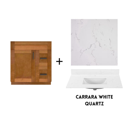 RTA Maple Shaker 30" Freestanding Bathroom Vanity Combo Base with Optional Quartz or Ceramic Countertop