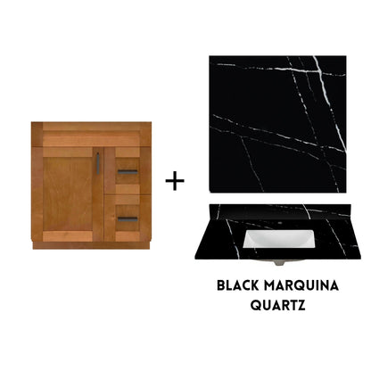 RTA Maple Shaker 30" Freestanding Bathroom Vanity Combo Base with Optional Quartz or Ceramic Countertop