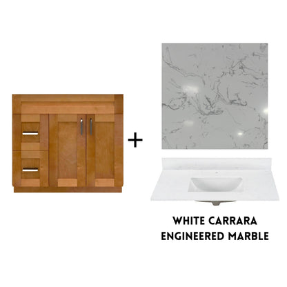 RTA Maple Shaker 36" Freestanding Bathroom Vanity Combo Base with Optional Quartz or Ceramic Countertop