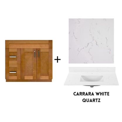 RTA Maple Shaker 36" Freestanding Bathroom Vanity Combo Base with Optional Quartz or Ceramic Countertop