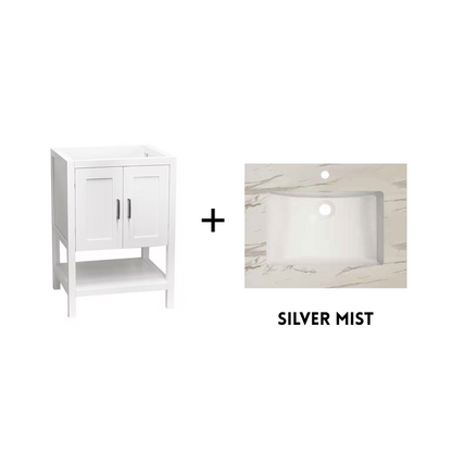 Monterey 24" Freestanding Bathroom Vanity with Solid Surface Integrated Sink Top