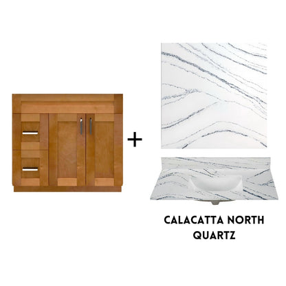 RTA Maple Shaker 36" Freestanding Bathroom Vanity Combo Base with Optional Quartz or Ceramic Countertop