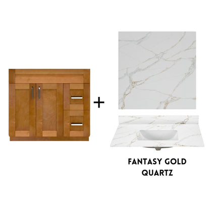 RTA Maple Shaker 36" Freestanding Bathroom Vanity Combo Base with Optional Quartz or Ceramic Countertop