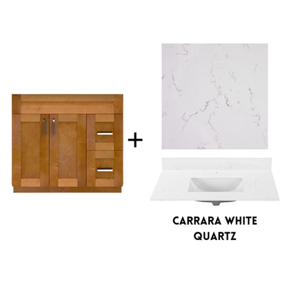 RTA Maple Shaker 36" Freestanding Bathroom Vanity Combo Base with Optional Quartz or Ceramic Countertop