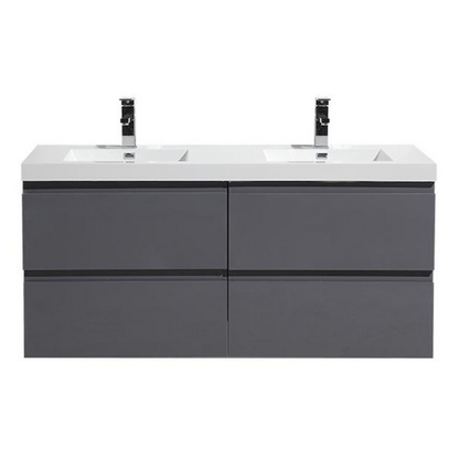 Bohemia Lina 48" Wall Mounted Bathroom Vanity with Reinforced Acrylic Integrated Sink Top