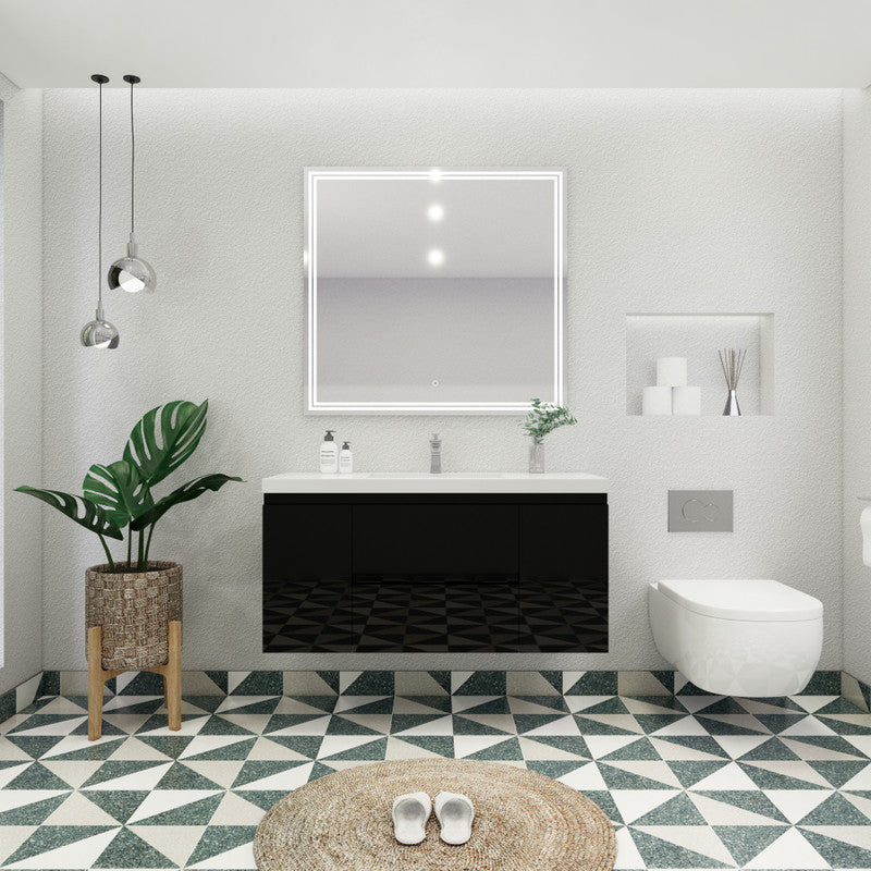 Bohemia Lina 48" Wall Mounted Bathroom Vanity with Reinforced Acrylic Integrated Sink Top