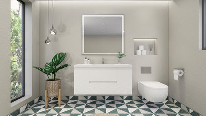 Bohemia Lina 48" Wall Mounted Bathroom Vanity with Reinforced Acrylic Integrated Sink Top
