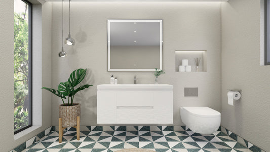 Bohemia Lina 48" Wall Mounted Bathroom Vanity with Reinforced Acrylic Integrated Sink Top