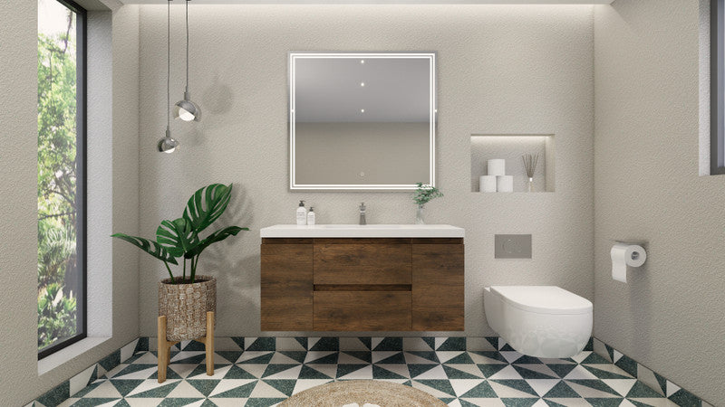 Bohemia Lina 48" Wall Mounted Bathroom Vanity with Reinforced Acrylic Integrated Sink Top