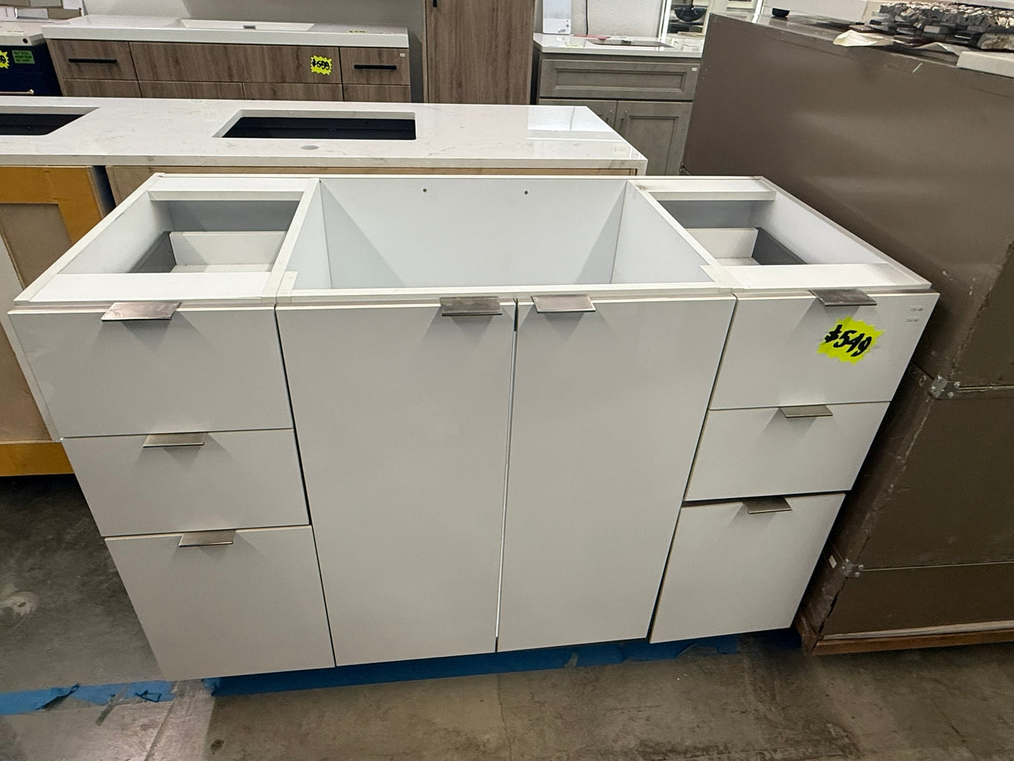 [CLEARANCE] 48" High Gloss White Euro Vanity with 6 Drawers [BASE ONLY]