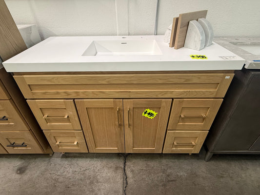 [CLEARANCE] 48" Oak Shaker Vanity 4 Drawers [BASE ONLY]