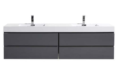 Fortune 84" Wall Mounted Bathroom Vanity with Reinforced Acrylic Integrated Sink Top
