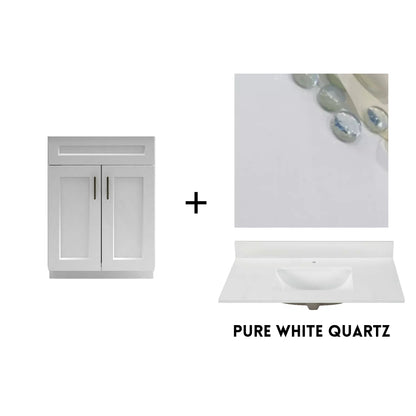 RTA White Shaker 24" Freestanding Bathroom Vanity Sink Base with Optional Quartz or Ceramic Countertop