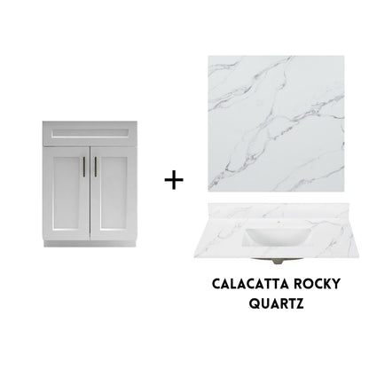 RTA White Shaker 24" Freestanding Bathroom Vanity Sink Base with Optional Quartz or Ceramic Countertop