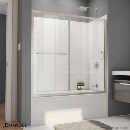 Infinity-Z Semi-Frameless Single Sliding Tub Door Kit with Subway Style Wall