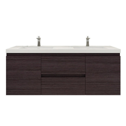 Bohemia Lina 60" Wall Mounted Bathroom Vanity with Reinforced Acrylic Integrated Sink Top
