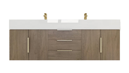 Bethany 60" Wall Mounted Bathroom Vanity with Reinforced Acrylic Integrated Sink Top