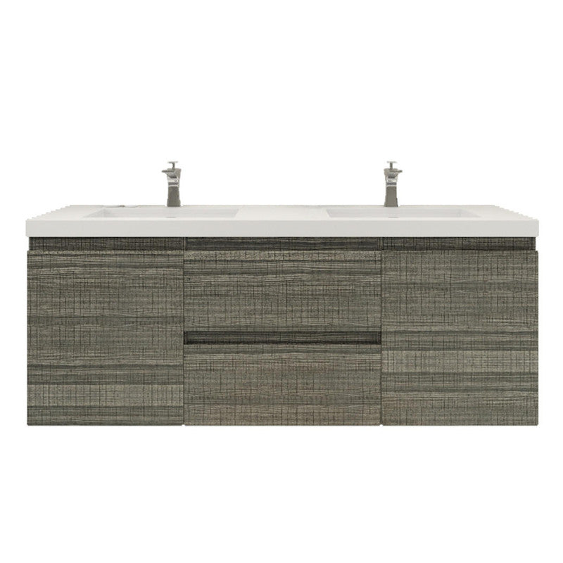 Bohemia Lina 60" Wall Mounted Bathroom Vanity with Reinforced Acrylic Integrated Sink Top