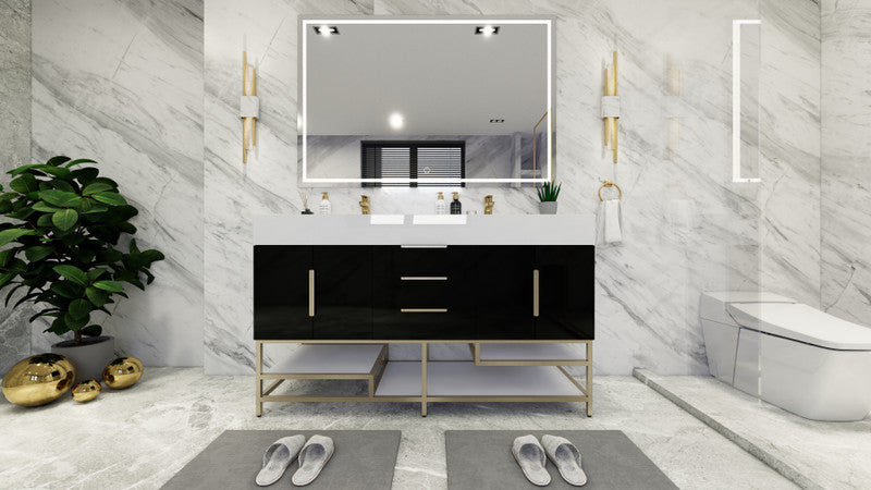 Bethany 60" Freestanding Bathroom Vanity with Reinforced Acrylic Integrated Sink Top