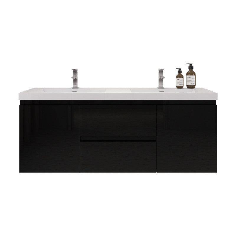 Bohemia Lina 60" Wall Mounted Bathroom Vanity with Reinforced Acrylic Integrated Sink Top