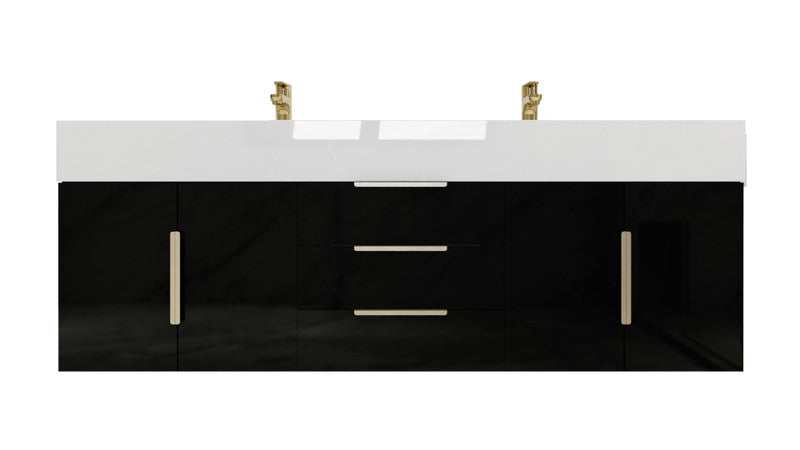 Bethany 60" Wall Mounted Bathroom Vanity with Reinforced Acrylic Integrated Sink Top