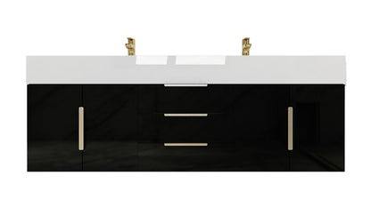 Bethany 60" Wall Mounted Bathroom Vanity with Reinforced Acrylic Integrated Sink Top