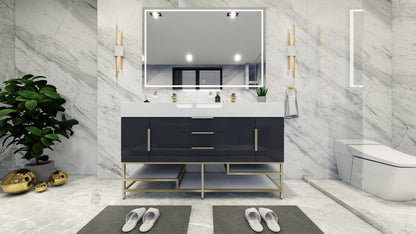Bethany 60" Freestanding Bathroom Vanity with Reinforced Acrylic Integrated Sink Top
