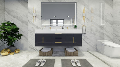 Bethany 60" Wall Mounted Bathroom Vanity with Reinforced Acrylic Integrated Sink Top