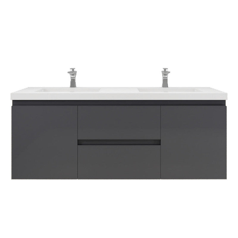 Bohemia Lina 60" Wall Mounted Bathroom Vanity with Reinforced Acrylic Integrated Sink Top