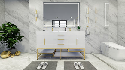 Bethany 60" Freestanding Bathroom Vanity with Reinforced Acrylic Integrated Sink Top