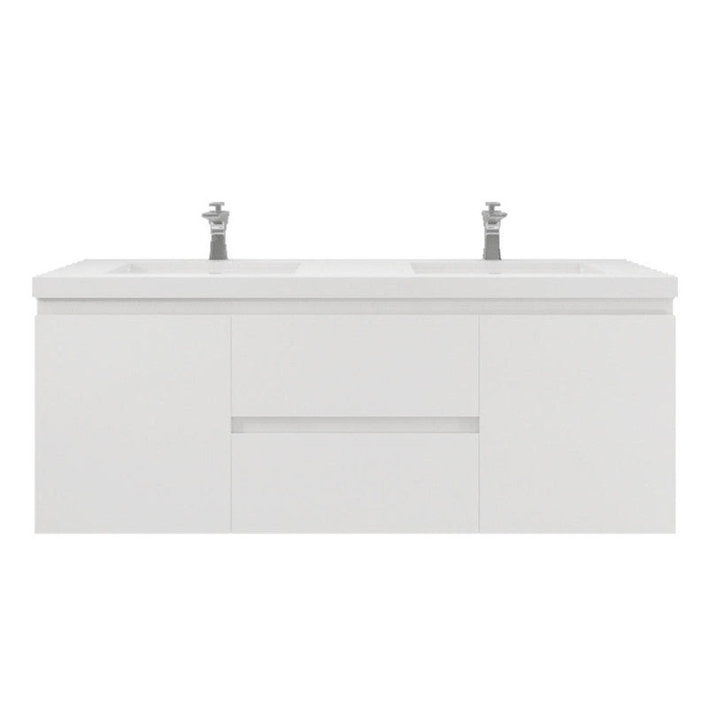 Bohemia Lina 60" Wall Mounted Bathroom Vanity with Reinforced Acrylic Integrated Sink Top