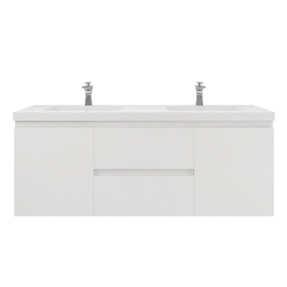 Bohemia Lina 60" Wall Mounted Bathroom Vanity with Reinforced Acrylic Integrated Sink Top
