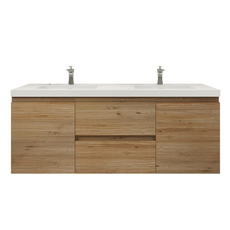 Bohemia Lina 60" Wall Mounted Bathroom Vanity with Reinforced Acrylic Integrated Sink Top
