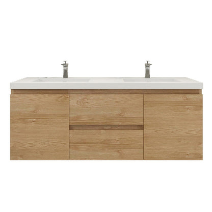 Bohemia Lina 60" Wall Mounted Bathroom Vanity with Reinforced Acrylic Integrated Sink Top