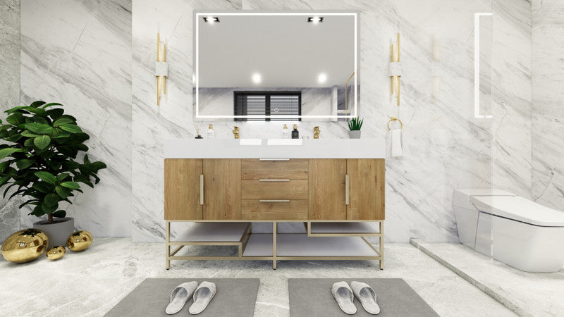 Bethany 60" Freestanding Bathroom Vanity with Reinforced Acrylic Integrated Sink Top