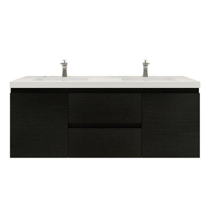 Bohemia Lina 60" Wall Mounted Bathroom Vanity with Reinforced Acrylic Integrated Sink Top