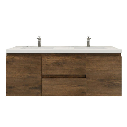 Bohemia Lina 60" Wall Mounted Bathroom Vanity with Reinforced Acrylic Integrated Sink Top