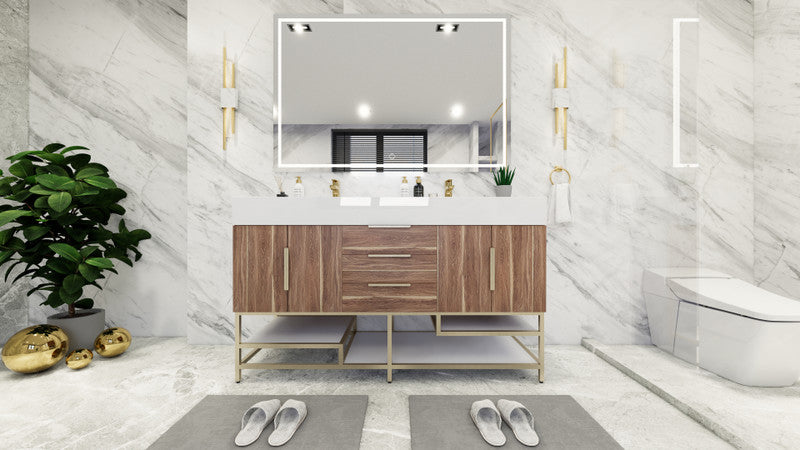 Bethany 60" Freestanding Bathroom Vanity with Reinforced Acrylic Integrated Sink Top