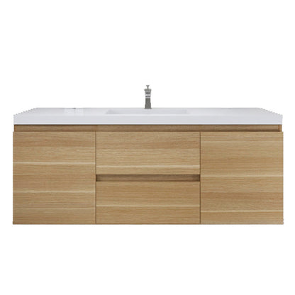 Bohemia Lina 60" Wall Mounted Bathroom Vanity with Reinforced Acrylic Integrated Sink Top